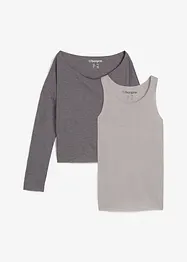 Top et T-shirt manches longues en jersey (ens. 2 pces), bonprix