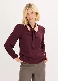 T-shirt manches longues texturé à lavallière amovible, bonprix