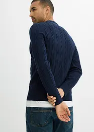Pull en fine maille à torsades, slim, bonprix