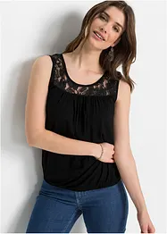 Top en viscose extensible avec dentelle, bonprix