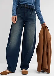 Jean Barrel taille mi-haute avec ceinture, bonprix