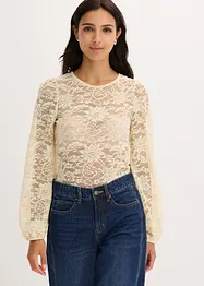 T-shirt court en dentelle extensible, bonprix