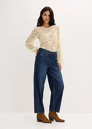 T-shirt court en dentelle extensible, bonprix