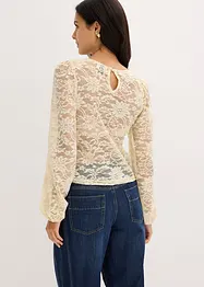 T-shirt court en dentelle extensible, bonprix