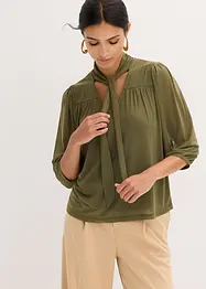 Blouse en mesh à col lavallière, bonprix