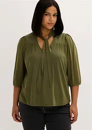 Blouse en mesh à col lavallière, bonprix