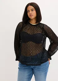 T-shirt en dentelle à volants, bonprix