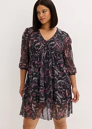Robe en jersey et mesh à volants, bonprix