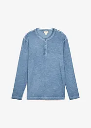 T-shirt manches longues délavé col tunisien, 100% coton, bonprix