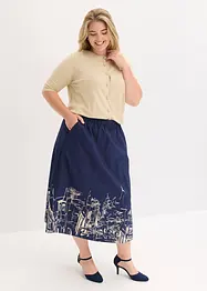 Jupe midi en popeline de coton, bonprix