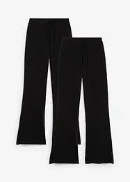 Lot de 2 pantalons évasés en jersey coton extensible, bonprix