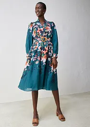 Robe midi en ramie avec ceinture (ens. 2 pces), bonprix