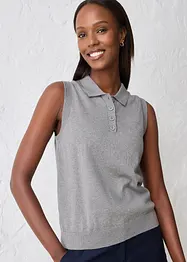 Top en fine maille avec soie et col polo, bonprix