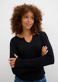 T-shirt court en coton côtelé, bonprix