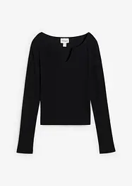 T-shirt court en coton côtelé, bonprix