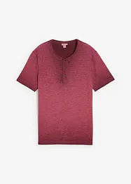 T-shirt col tunisien en 100% coton, aspect délavé, bonprix