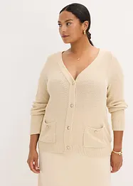 Gilet en maille chinée avec boutons dorés, bonprix