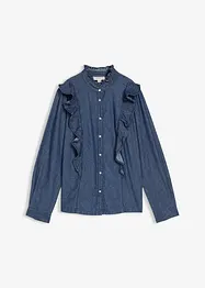 Chemisier en jean à volants, 100% coton, bonprix