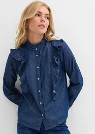 Chemisier en jean à volants, 100% coton, bonprix