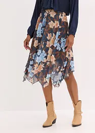 Jupe midi asymétrique en voile imprimé, bonprix