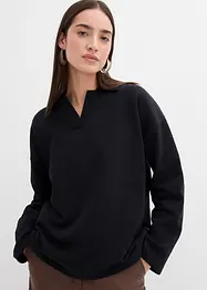 Sweat en coton avec col polo en maille, bonprix