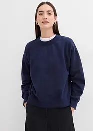 Sweat-shirt en coton à large col côtelé, bonprix