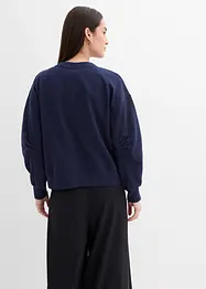 Sweat-shirt en coton à large col côtelé, bonprix