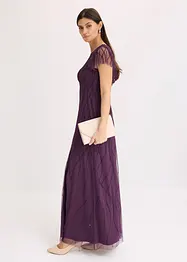 Robe longue en tulle avec perles brodées, bonprix