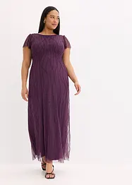 Robe longue en tulle avec perles brodées, bonprix
