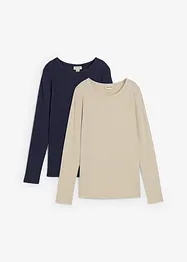 Lot de 2 T-shirts côtelés de grossesse 100% coton, bonprix