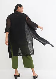 Gilet long en maille ajourée, bonprix