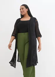Gilet long en maille ajourée, bonprix