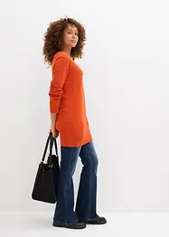 Pull long basique à col V, bonprix