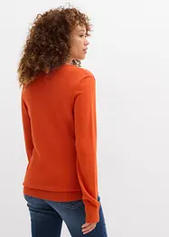 Pull long basique à col V, bonprix