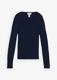 Pull côtelé en laine mérinos, bonprix