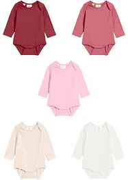 Lot de 5 bodies bébé manches longues 100% coton, bonprix