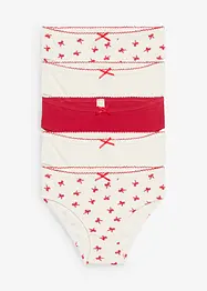 Lot de 5 slips en doux coton côtelé avec nœud en satin, bonprix