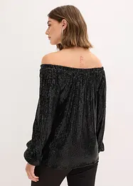 T-shirt oversize à sequins encolure Bardot, bonprix