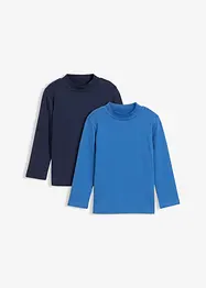 Lot de 2 T-shirts manches longues col montant, 100% coton, bonprix