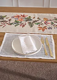 Lot de 2 serviettes de table en tissu avec passepoil, bonprix