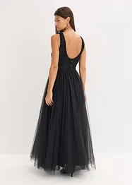 Robe longue en tulle fin avec sequins brodés, bonprix