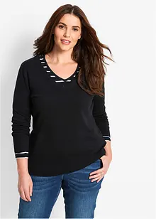 Pull col en V en fine maille, bonprix