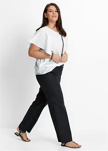 Pantalon en lin majoritaire avec taille confortable, Loose Fit, bonprix