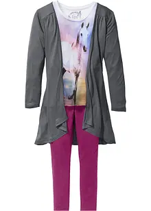 T-shirt + cardigan + legging fille (Ens. 3 pces.), bonprix