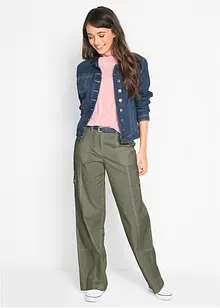 Jean cargo en coton, taille mi-haute, bonprix