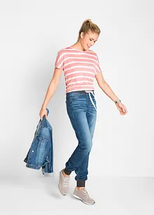 Jean Boyfriend extensible à empiècement taille côtelé, bonprix