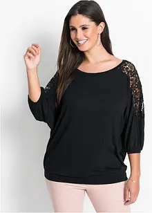 T-shirt oversize avec dentelle, bonprix