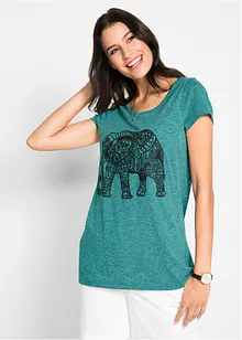 T-shirt en coton avec imprimé placé, manches courtes, bonprix