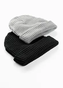 Lot de 2 bonnets en maille, bonprix