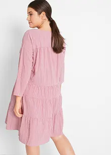 Robe-chemise courte finement côtelée, manches 3/4, bonprix